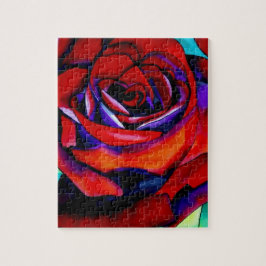 Rote Rose Makro Blume Originalkunst Puzzle