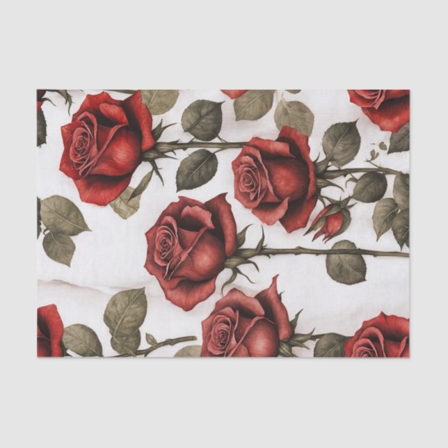 Rote Rose Marble floral Decoupage Paper Seidenpapier (Vorderseite)