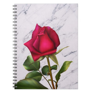 Rote Rose Marmor Modern Glamourös Blumenblüte Notizblock