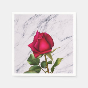 Rote Rose Marmor Moderne Glamour Brautparty Serviette