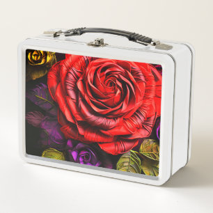 Rote Rose Metall Brotdose