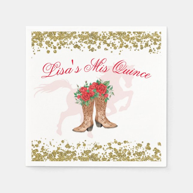 Rote Rose Mexican Mis Quince Napkins Serviette (Vorderseite)