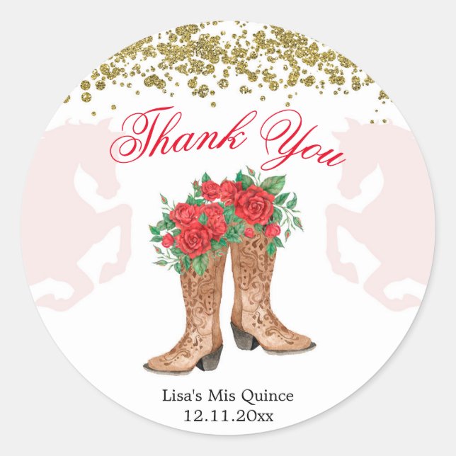 Rote Rose Mexican Mis Quince Sticker (Vorderseite)