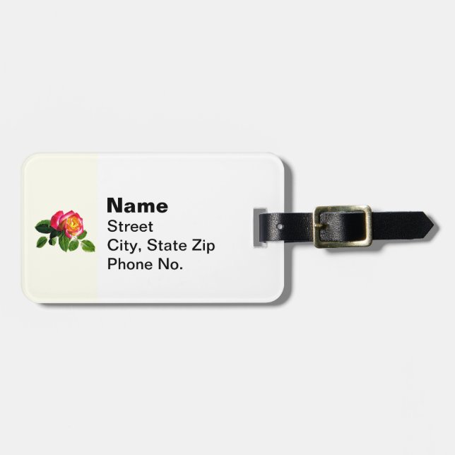 Rote Rose mit goldgelber Mitte Gepäckanhänger (Vorderseite horizontal)