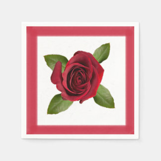 Rote Rose mit Grenzpapier Napkin Serviette