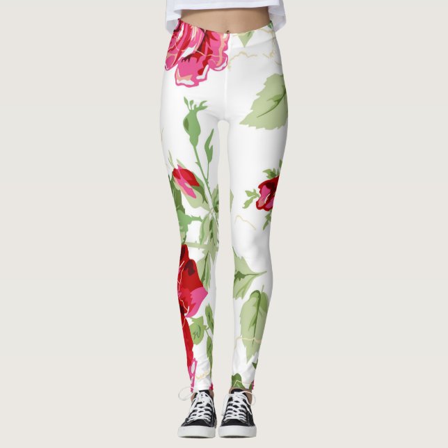 Rote Rose mit Leggings mit weißem Hintergrund (Vorderseite)