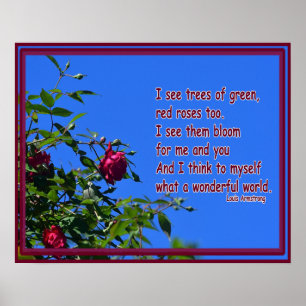 Rote Rose mit Louie Armstrong Zitat Poster