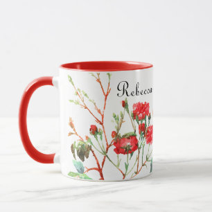 Rote Rose Mit Monogramm Name Tasse