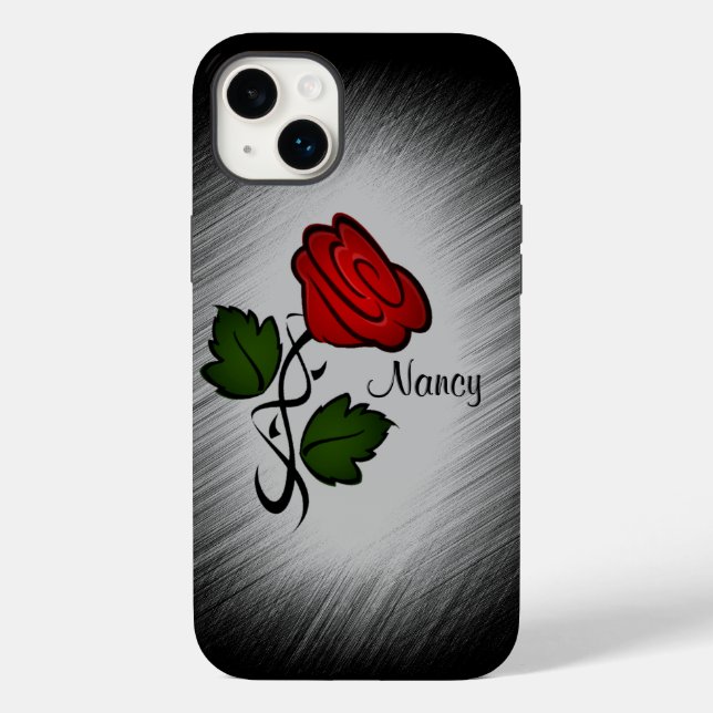 Rote Rose mit Namen Case-Mate iPhone Hülle (Rückseite)