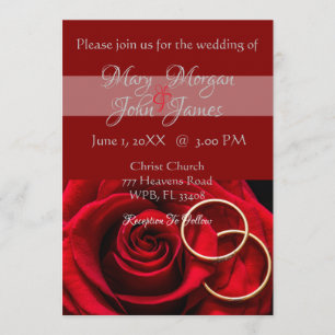 Rote Rose mit Ring Hochzeit Einladung