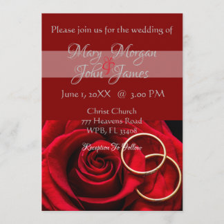 Rote Rose mit Ring Wedding Einladung