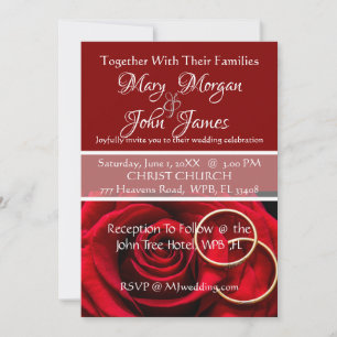 Rote Rose mit Ring Wedding Einladung