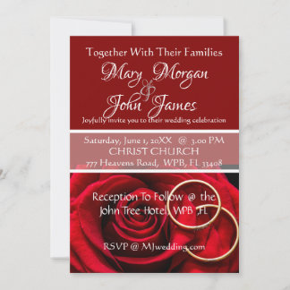Rote Rose mit Ring Wedding Einladung