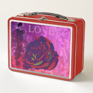 Rote Rose Mittagsschachtel Metall Brotdose