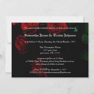 Rote Rose Moderne Goth Wedding Einladungen