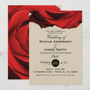 Rote Rose Moderne Rustikale Kraft Glam Elegante Ho Einladung
