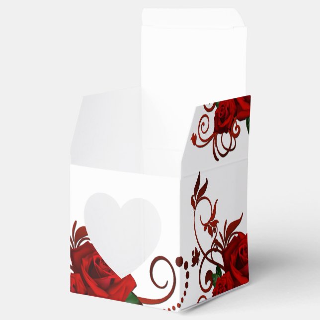 Rote Rose Muster Herz-Gabe Box Geschenkschachtel (Geöffnet)