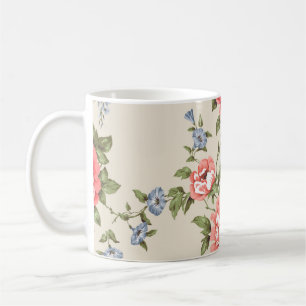ROTE ROSE NAHTLOSES MUSTER MIT BLUEN GLÖCKCHENpatt Kaffeetasse