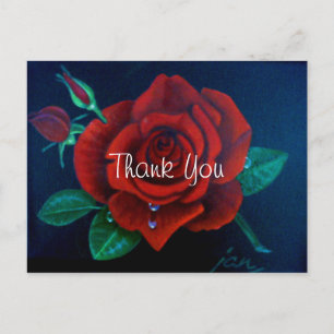 Rote Rose Ölmalerei Rose Danke Postkarte