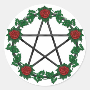 Rote Rose Pagan Black Pentagram Pentagramm Sticker