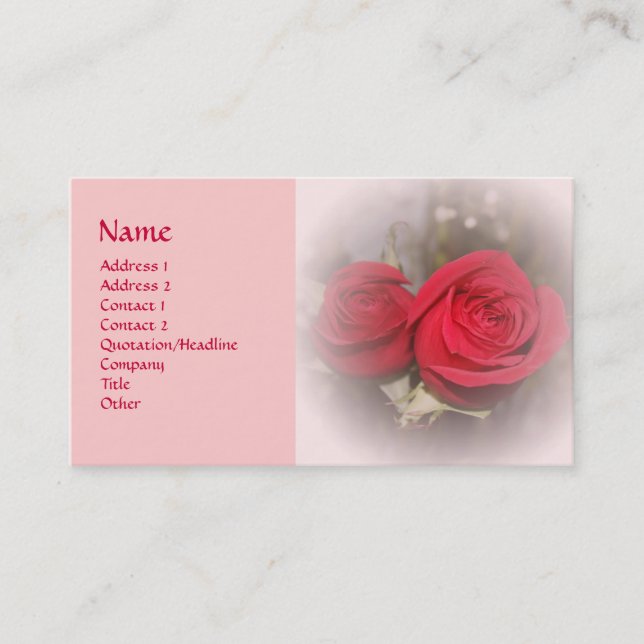Rote Rose Pair Business Card Visitenkarte (Vorderseite)