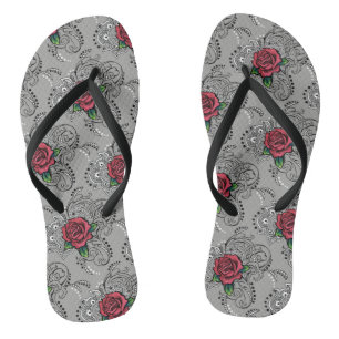 Rote Rose Paisley Flip Flops