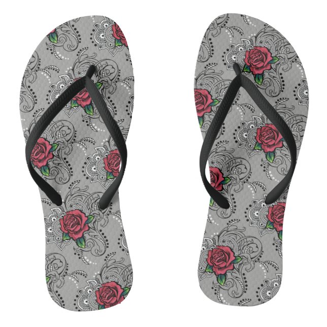 Rote Rose Paisley Flip Flops (Fußbett)