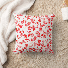 Rote Rose Pattern Throw Kissen
