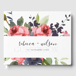 ROTE ROSE PEONY EUCALYPTUS FLORA WATERCOLOR WEDD GÄSTEBUCH