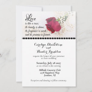 Rote Rose & Perlen Hochzeit Einladung