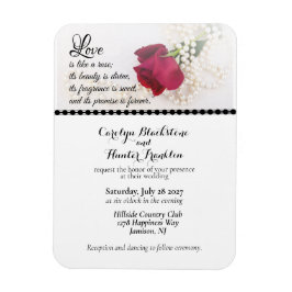 Rote Rose & Perlen Hochzeit Magnet