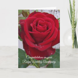 Rote Rose Personalisiert 40. Hochzeitstag Karte