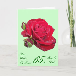 Rote Rose Personalisiert 65. Hochzeitstag Karte