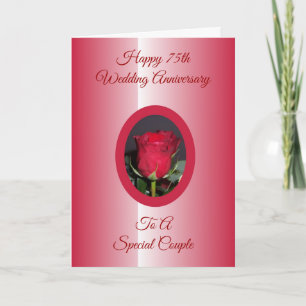 Rote Rose personalisiert zum 75. Hochzeitstag Karte