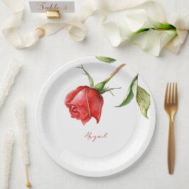 Rote Rose Personalisierter Name Brautparty Pappteller