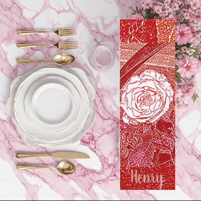 Rote Rose personalisierter Name Flora Wasserfarben Yogamatte (Personalized Name Red Rose Floral Watercolor Art Yoga Mat)