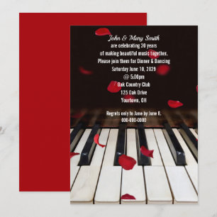 Rote Rose Petals am Piano 20. Jubiläum Einladung