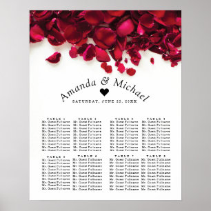 Rote Rose Petals Hochzeitstabelle Poster