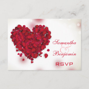 Rote Rose Petals Liebe Heart Wedding RSVP Karte