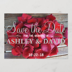 Rote Rose Petals Save the Date Karte