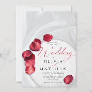 Rote Rose Petals und Satin Einladung