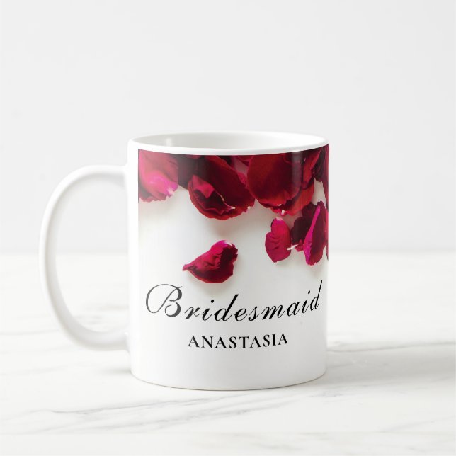Rote Rose Petals Wedding Bridesmaid Kaffeetasse (Links)