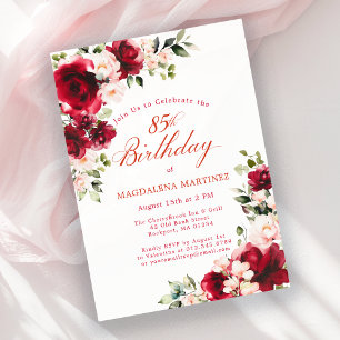 rote Rose Pink Peony Floral Einladung