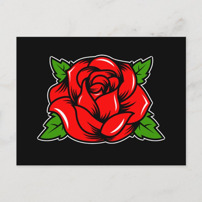 Rote Rose Postkarte (Vorderseite)
