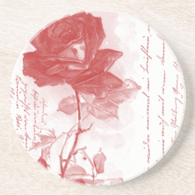 Rote Rose Postkartendesign Untersetzer (Vorne)