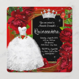 Rote Rose Princess Quinceanera Einladung