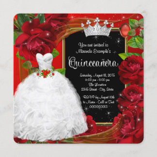 Rote Rose Princess Quinceanera Einladung