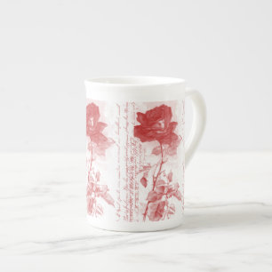 Rote Rose Prozellantasse