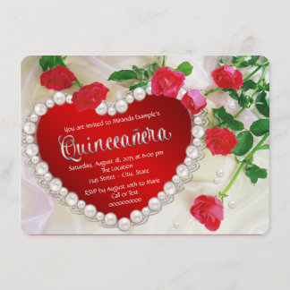 Rote Rose Quinceañera Einladung