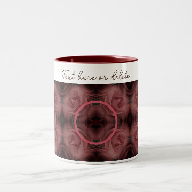 Rote Rose Rahmen Personalisiert Foto hinzufügen Zweifarbige Tasse (Mittel)